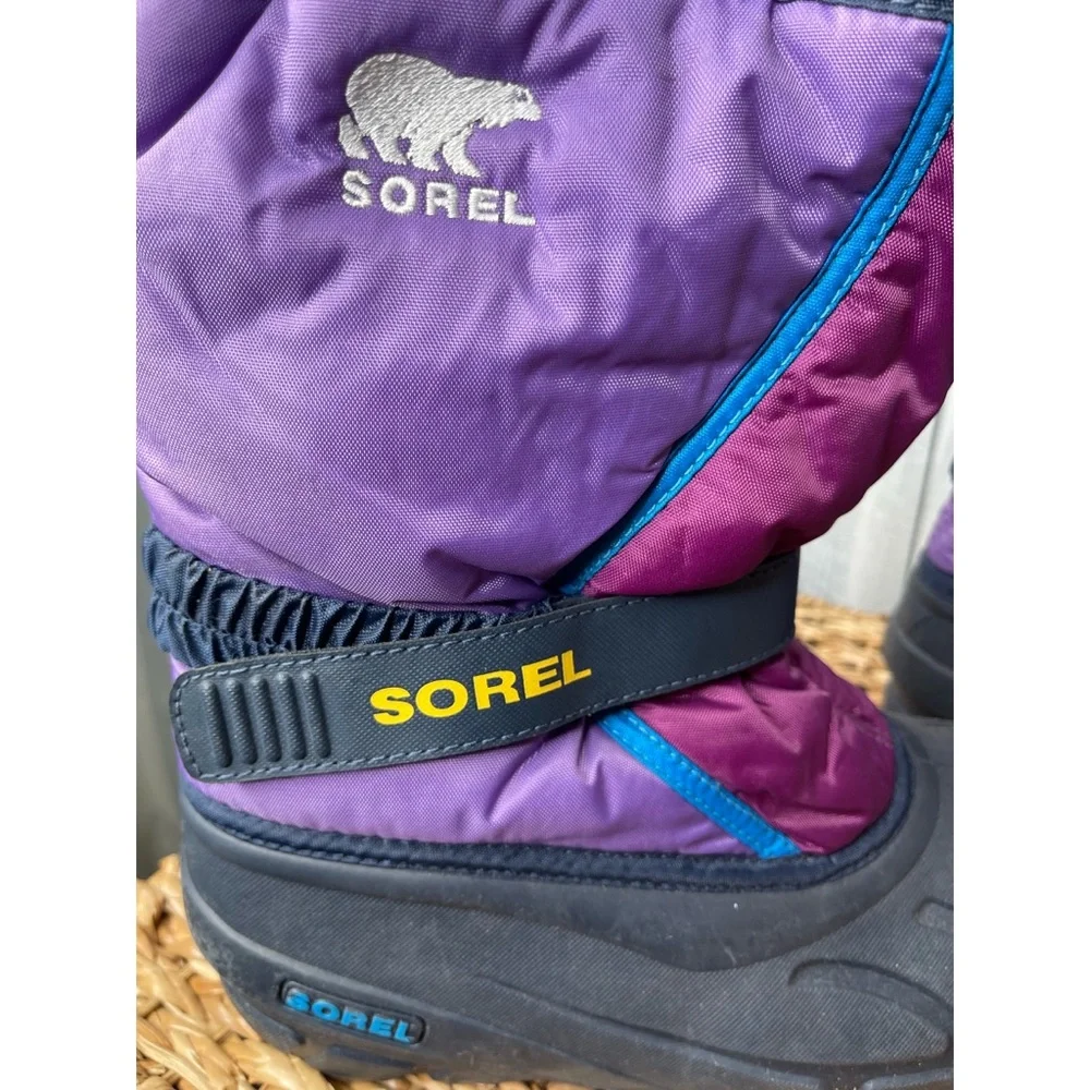 Sorel Youth Flurry Boots Insulated Snow Winter Warm Liners Purple Sz 6